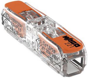 Borne de connexion WAGO 221 1×0.2…4mm² levier 32A 450V orange transparent