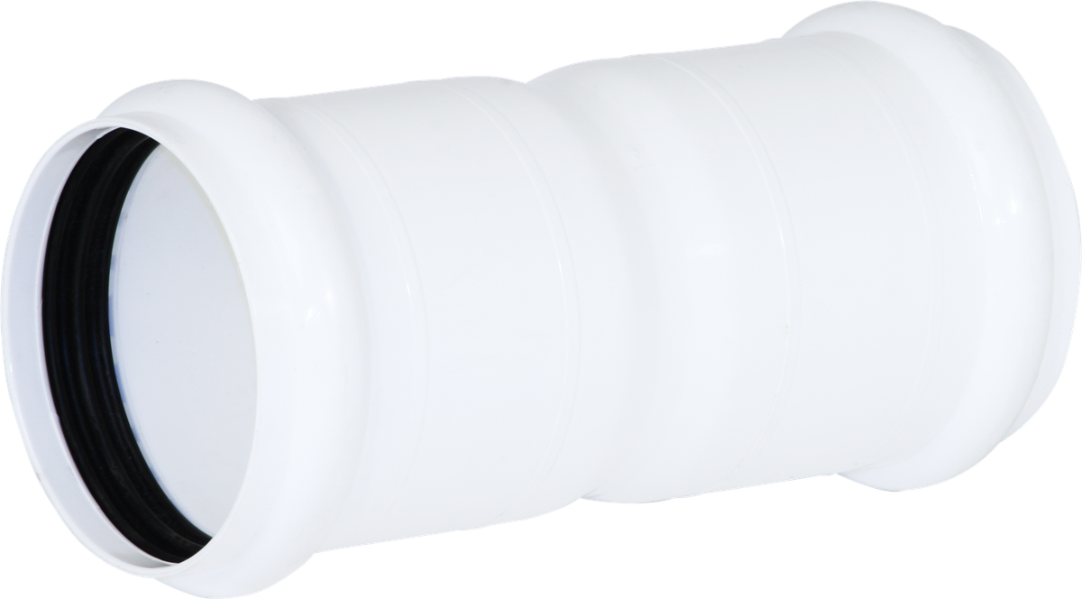 Doppelsteckmuffe 132/120 schwarz mit Sicke und Dichtungen KRDM
