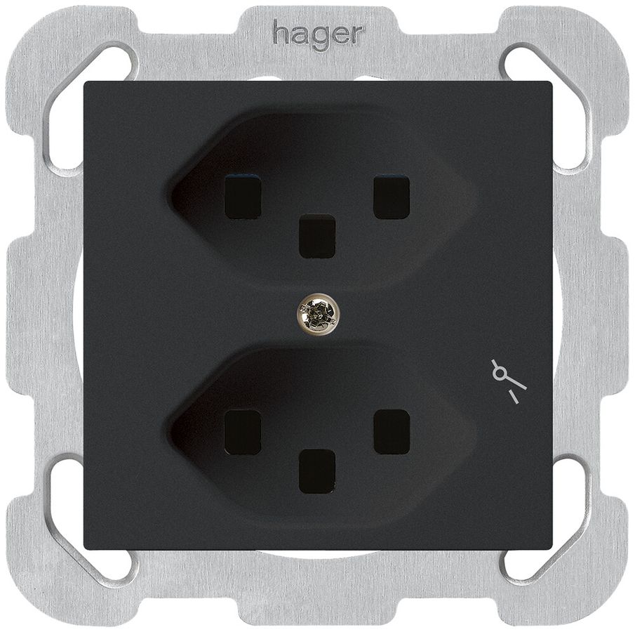Presa INC Hager kallysto 2×T23 1×S B nero