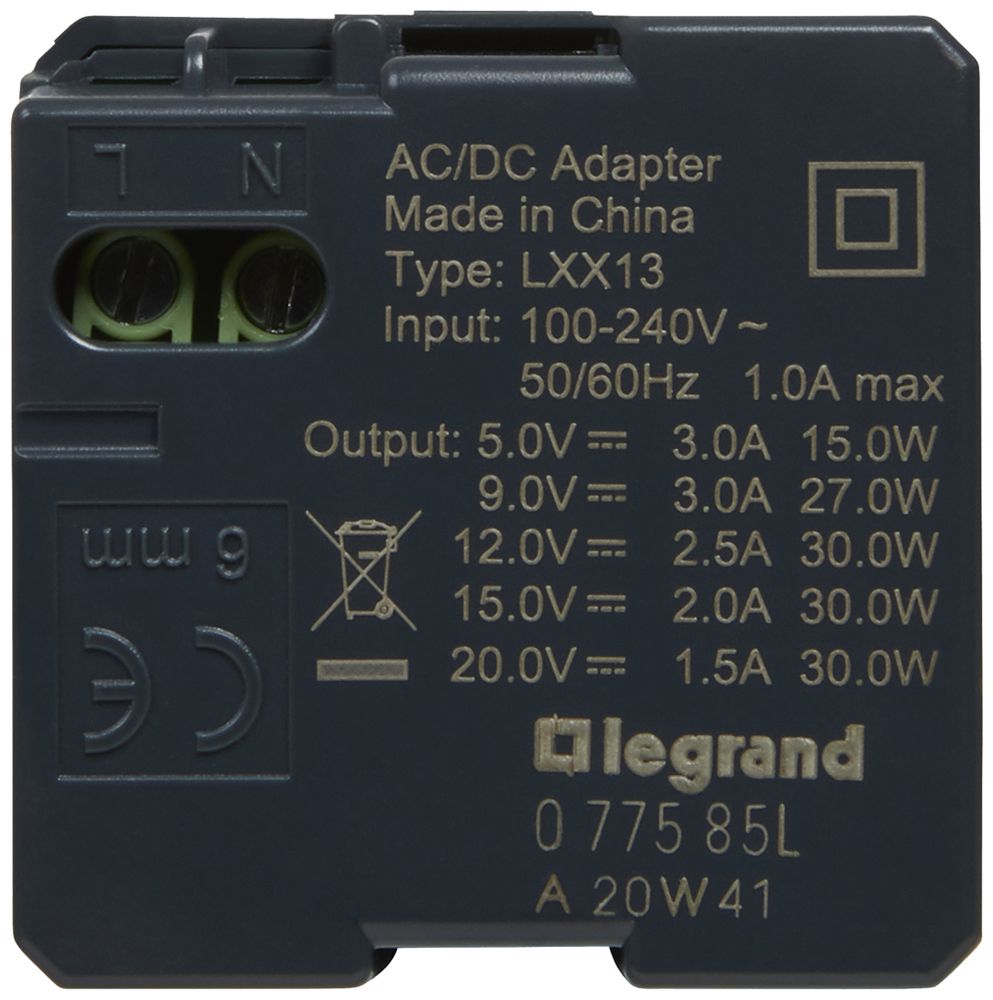 USB-Ladesteckdose MOS 1×Typ-C 3A 30W 2 Module weiss