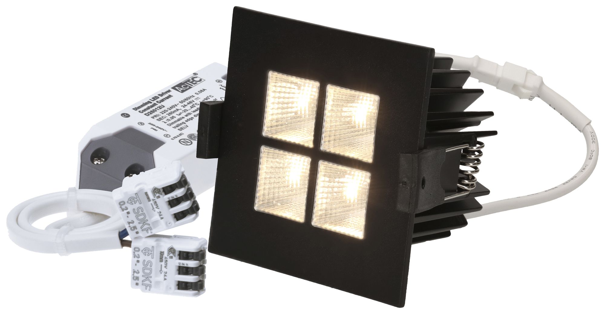 EB-LED-Spot MH maxLUCE SQUARE-4 11W 950lm 3000K  DIM 80×80mm schwarz 45°