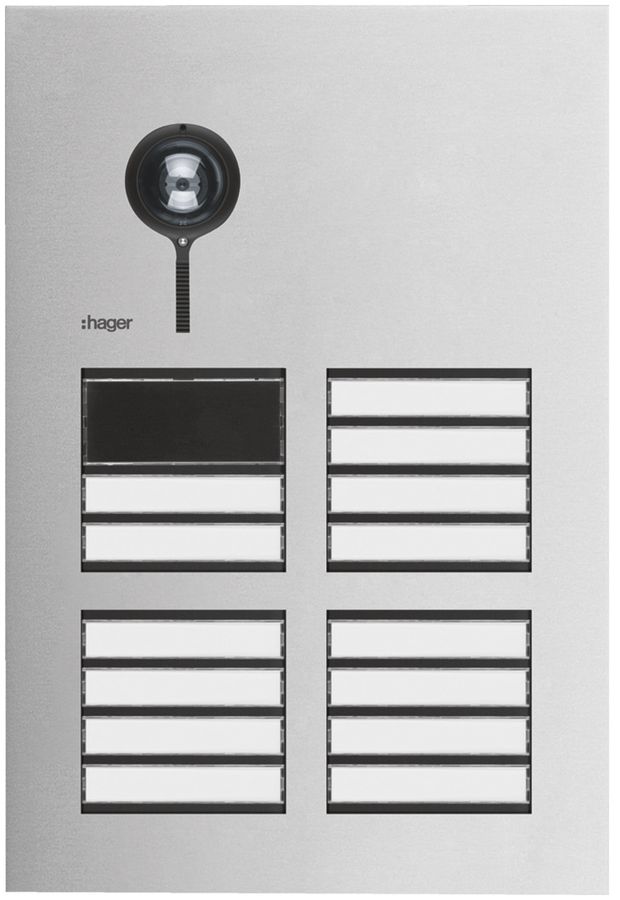 Aussenstation Video Hager elcom.one 2-Draht mit LED für 14Wohnungen Edelstahl