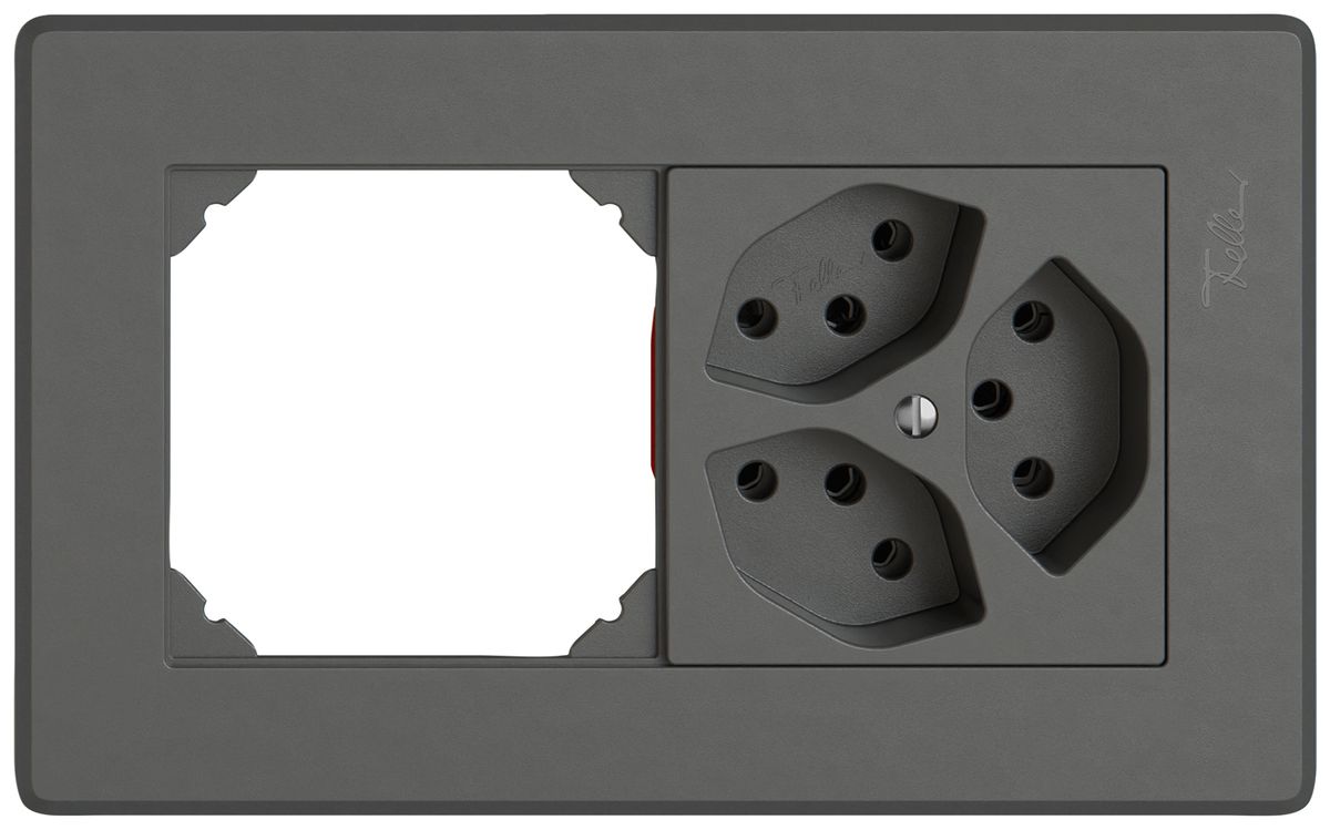 UP-Kombination EDIZIO.liv SNAPFIX® 1×2 96×156mm leer+3×T13 dunkelgrau