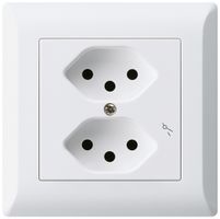 UP-Steckdose kallysto.line 2×T13/1 weiss mit Kinderschutz