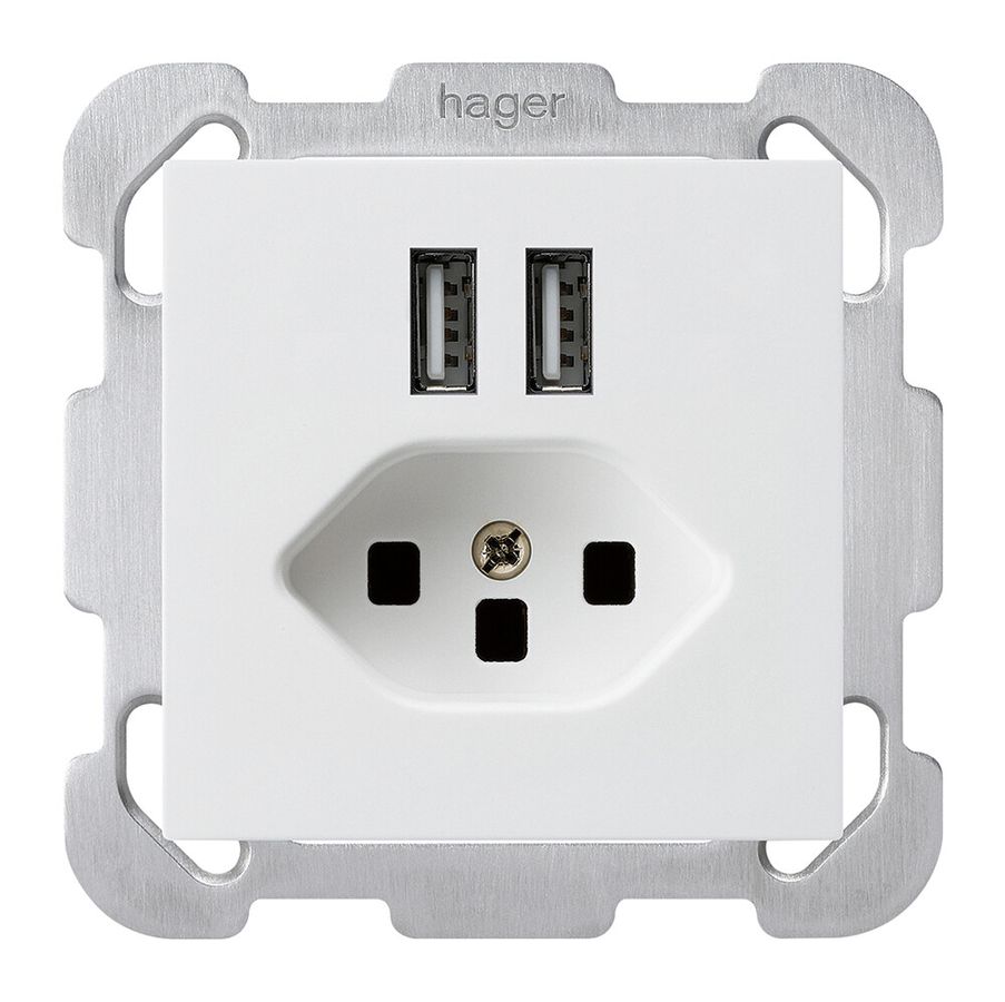 Presa INC 2×USB & T23 kallysto B 2400mA bianco