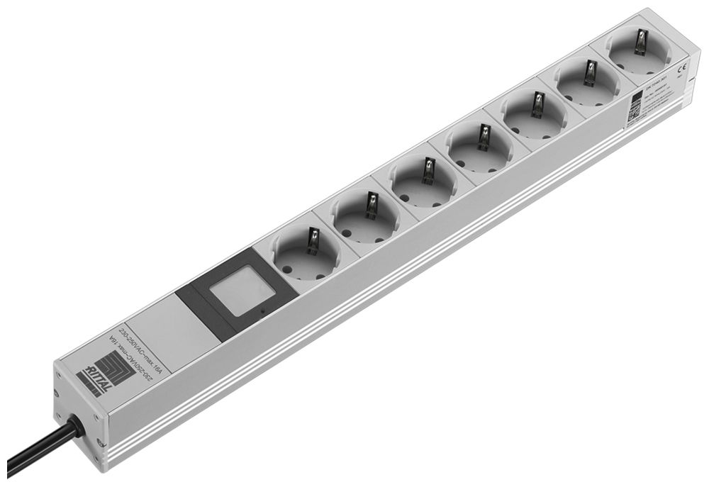 Prise multiple Rittal DK 7240.301 19" 1UH 230VAC/16A 7×SCHUKO mesure