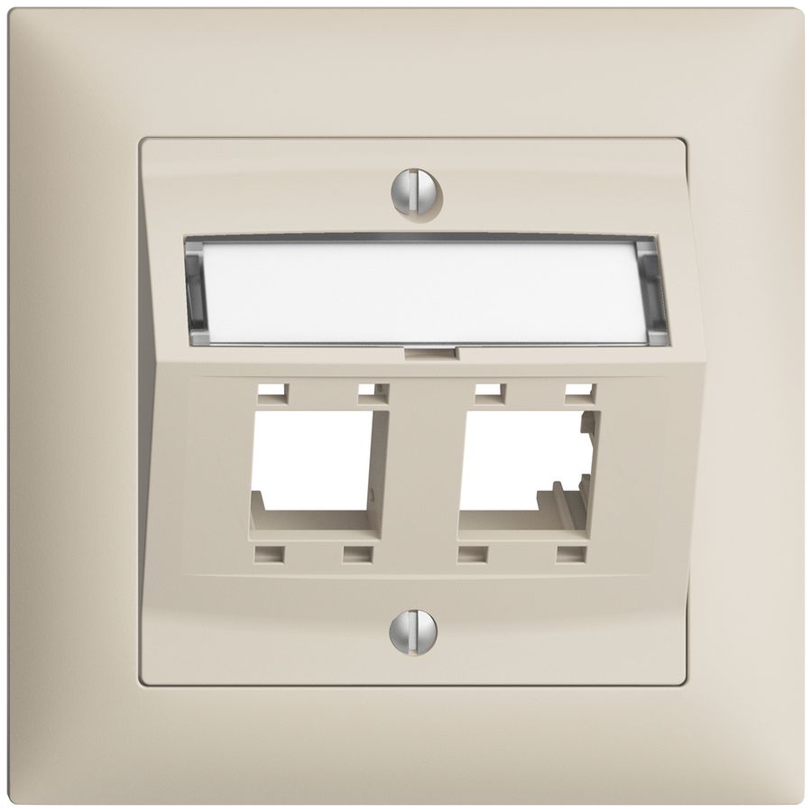 Kit de montage ENC EDIZIOdue, avec capot de sortie oblique, pour 2×RJ45, crema