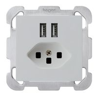 Presa INC 2×USB & T23 kallysto B 2400mA grigio chiaro