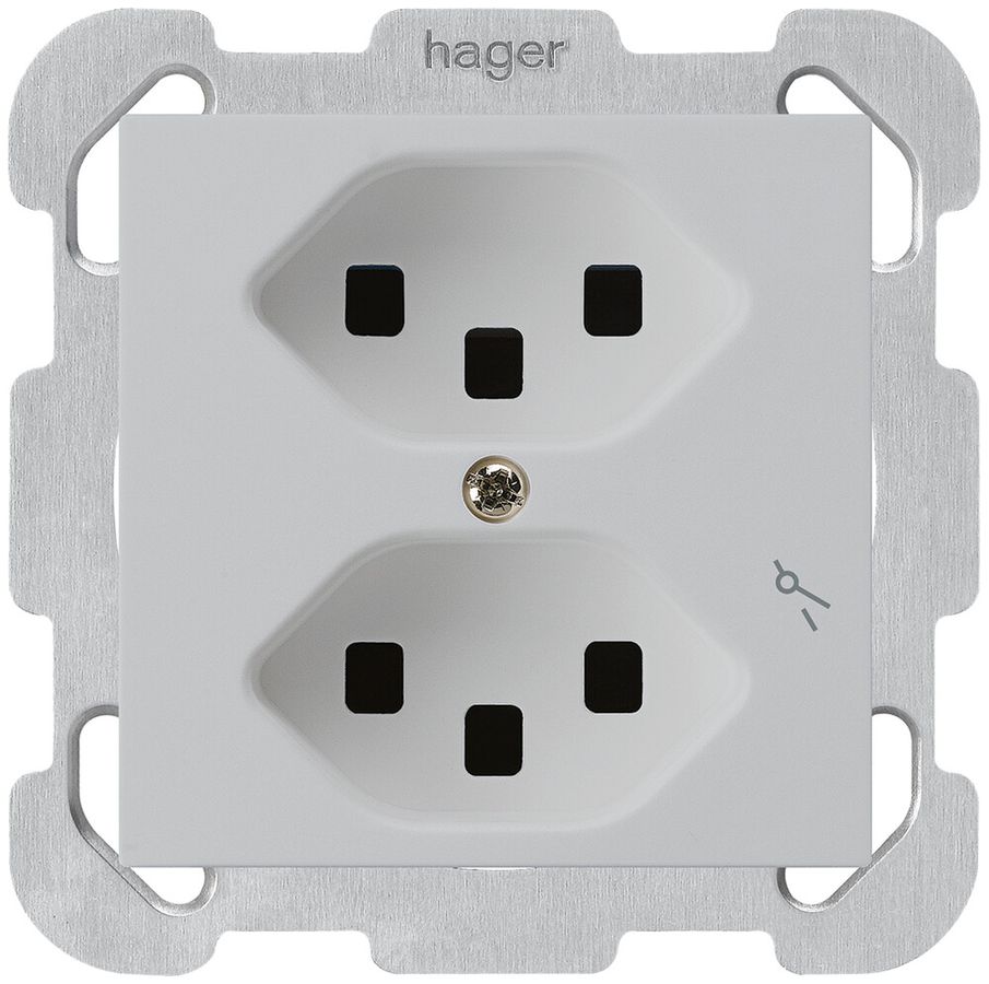 Presa INC Hager kallysto 2×T23 1×S B grigio chiaro