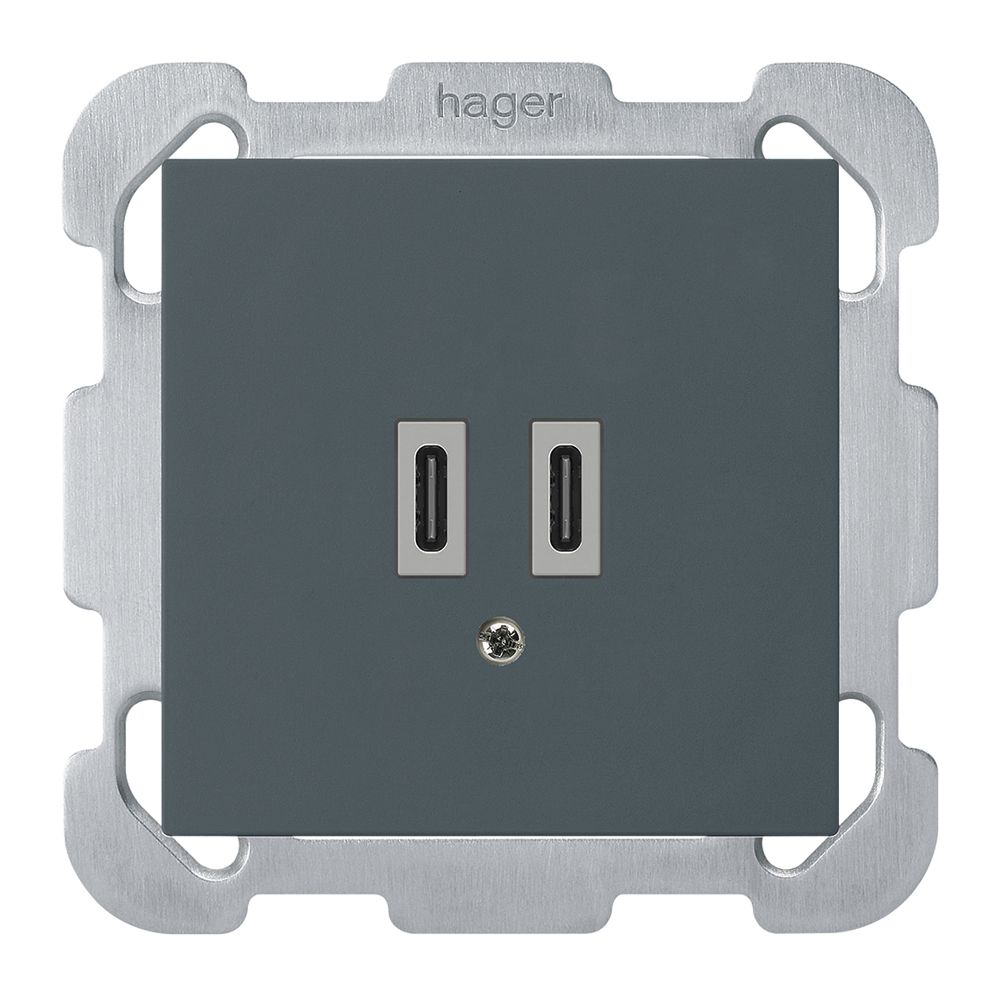 Prise de charge USB ENC Hager kallysto C-C 20W 5V 77×77mm anthracite