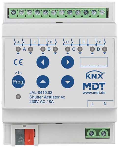 Actionneur de jalousie KNX AMD MDT JAL-0410.02 4-can 8A 300W 230VAC 4UM
