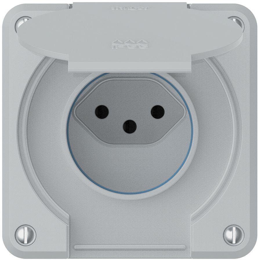 Steckdose robusto 1×Typ 13 IP55 hellgrau