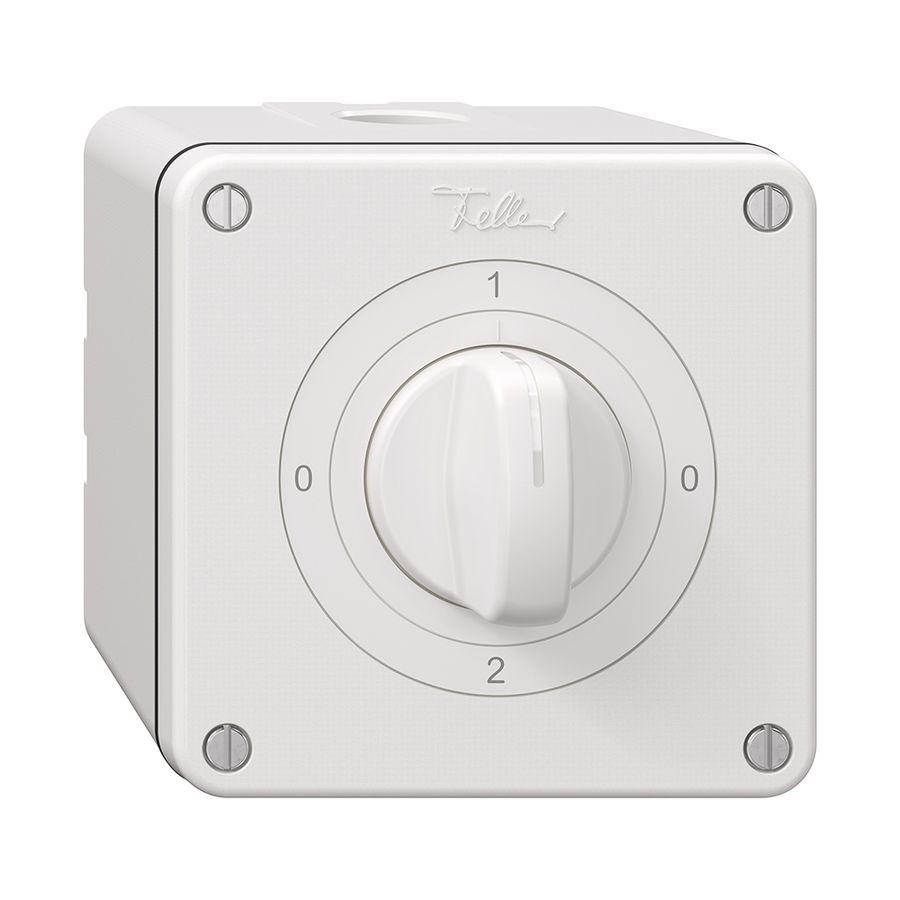 NAP-Drehschalter NEVO, 2/1 L, mit Drehgriff, KS, 0-1-0-2, weiss