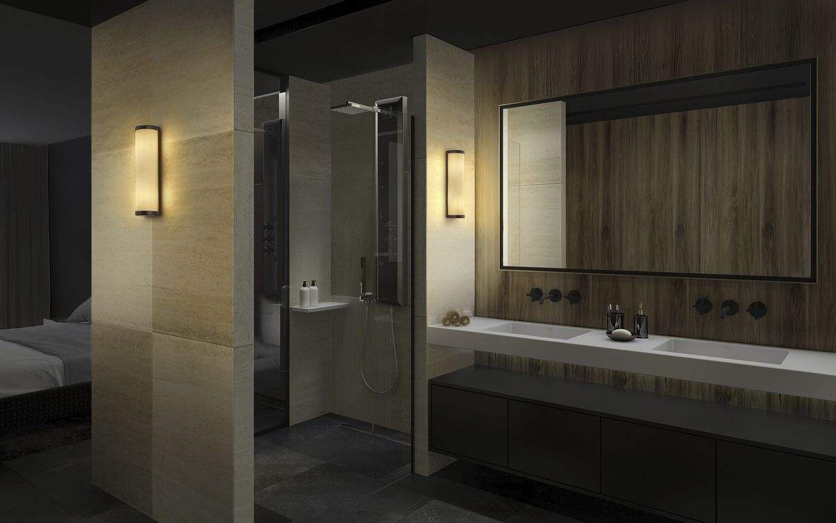 Wandleuchte LEDVANCE Bathroom E14 2×0…12W IP44 320×86mm schwarz