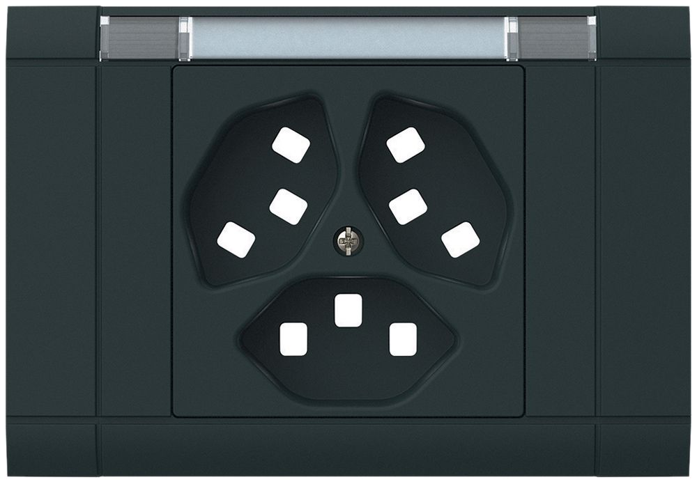 EB-Frontset kallysto, für EB-Steckdose 3×Typ 23, mit Bezeichnungsträger, schwarz