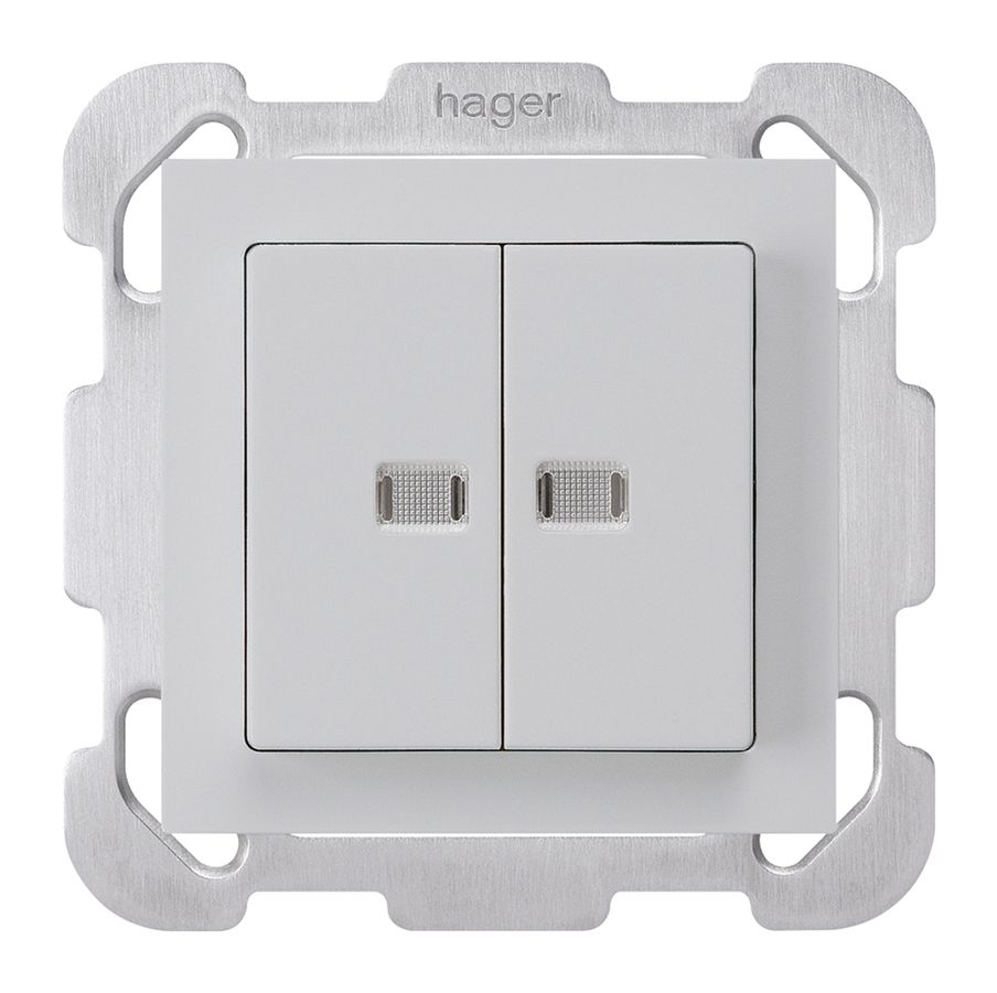 UP-Leuchtdruckschalter kallysto 1/3+3/1 mit 2 Linsen hellgrau Befestigungsplatte