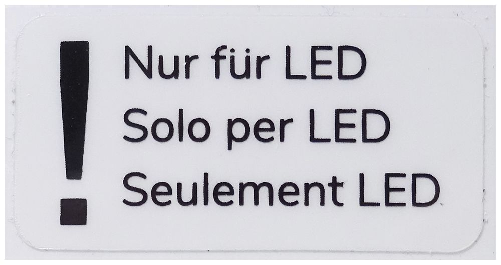 Warnaufkleber ELBRO Nur für LED 30×15mm Transparent