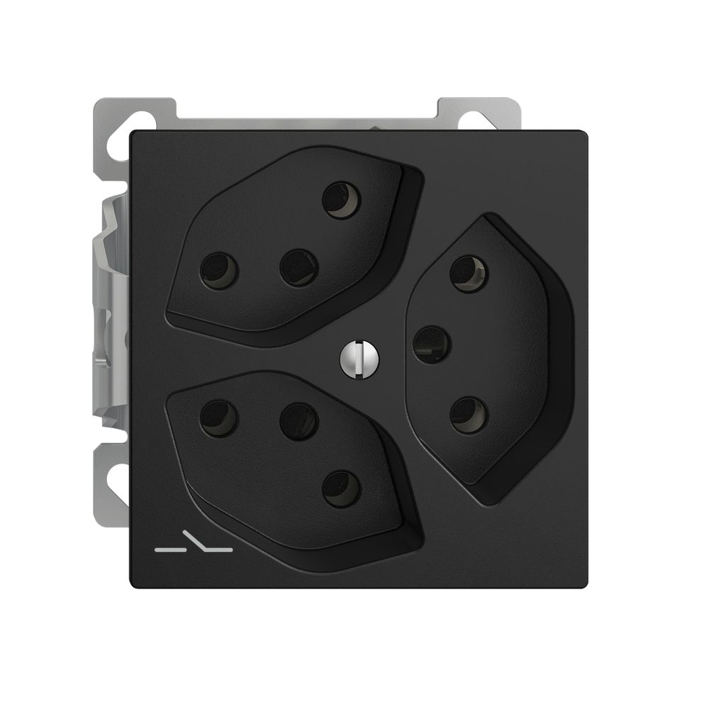 AP-Steckdose EDIZIOdue 3×T13 1×S Kombi-Einsatz mit Shutter schwarz