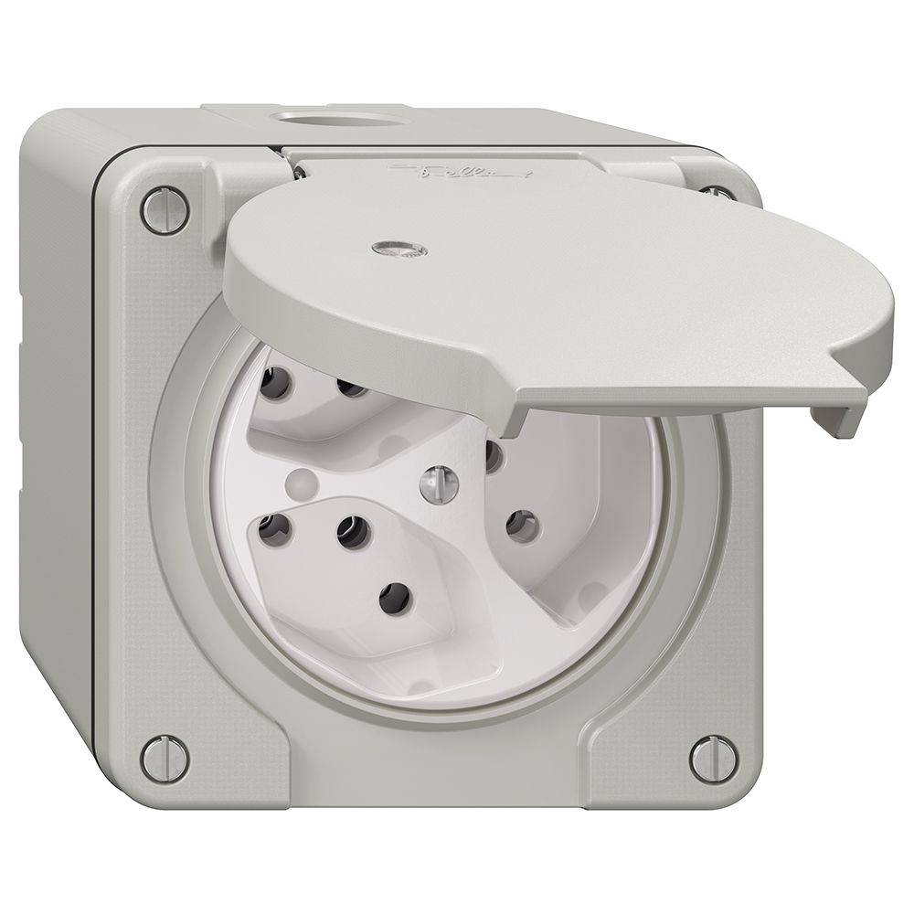 Prise NAP NEVO, 3×T13, IP21, a.LED, gris clair