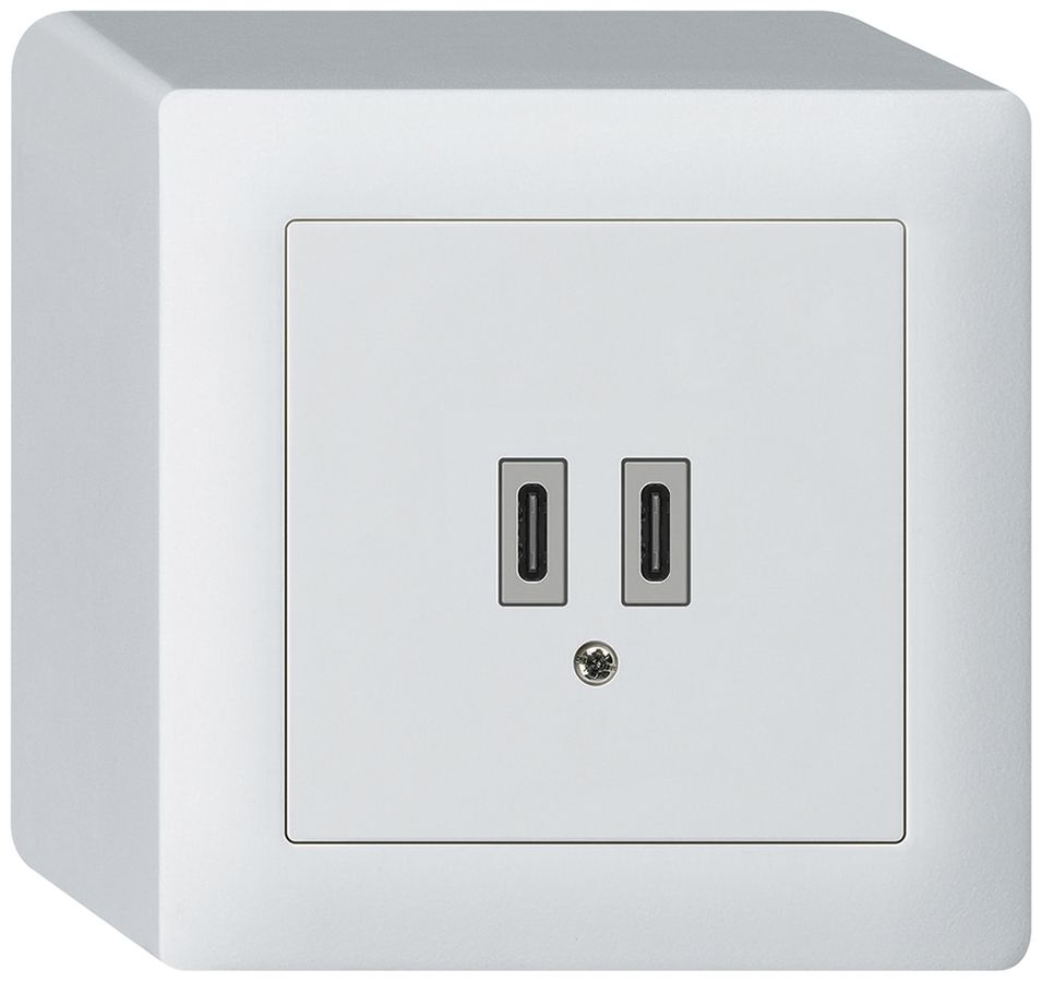 Prise de charge USB AP Hager kallysto C-C 20W 5V 86×86mm blanc