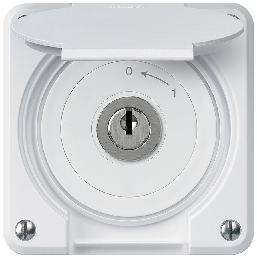 UP-Schlüsselschwenktaster robusto IP55 weiss mit Deckel 2P für Kombination