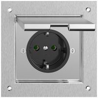 Bodendose Feller PMK Schuko 16A 230V 100×100mm messing vernickelt