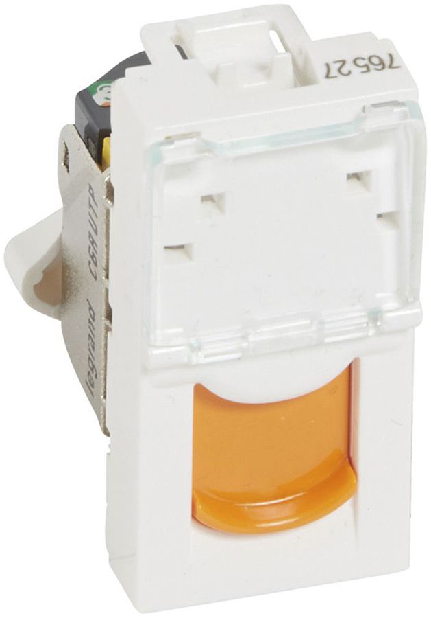 Prise de raccordement MOS 1×RJ45 Kat.6A UTP 1 module blanc protection orange