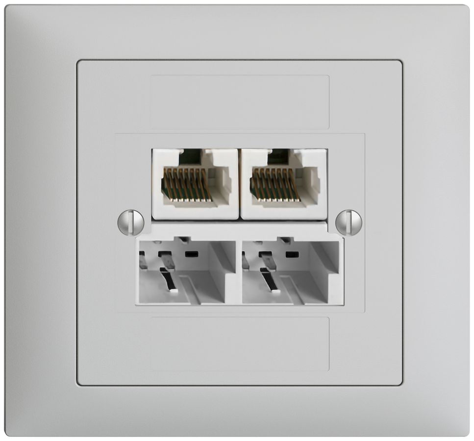 Prise INC SOHO 2×TT/2×RJ45/u sép.ITplus EDIZIOdue gris clair