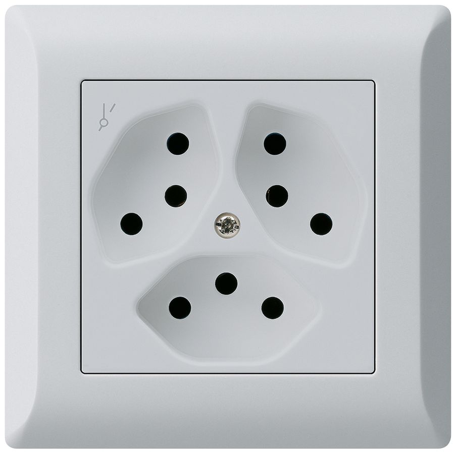 UP-Steckdose kallysto.line 3×T13/1 hellgrau mit Kinderschutz