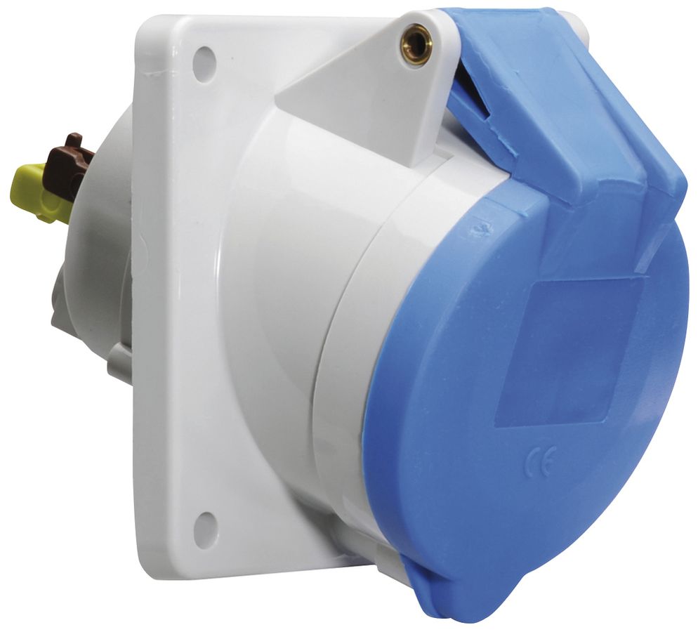 EB-Steckdose CEE Bals schräg 16A 4P 230V 9h IP44 Ni 85×85mm QC