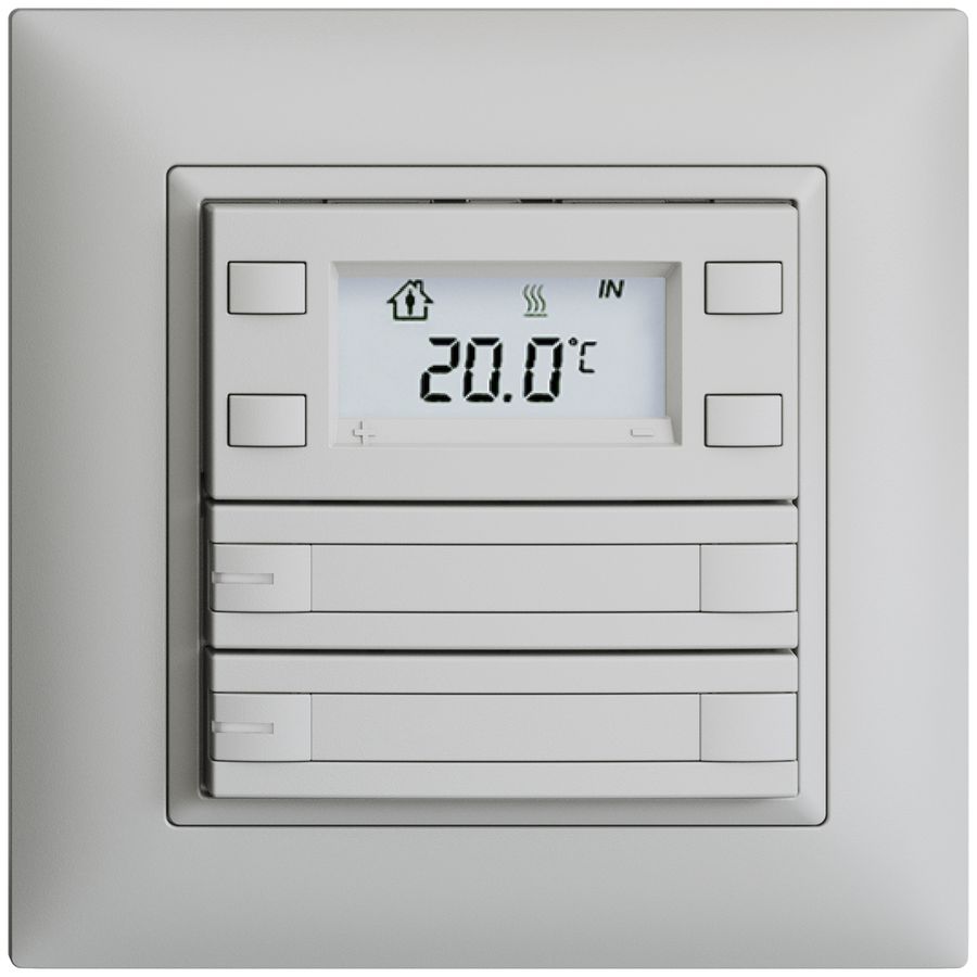 UP-RTH-Taster KNX 2-fach EDIZIOdue FMI hellgrau, mit Papier+LED RGB