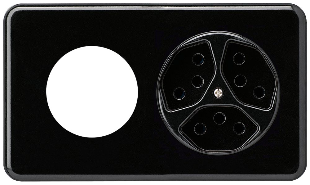 Combinaison ENC Hager basico I-I horizontal Ø43mm+type 13 noir