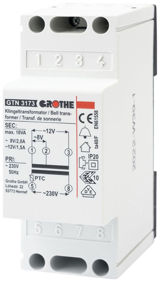 Transformateur de sonnerie INC Grothe 3173 8/12V