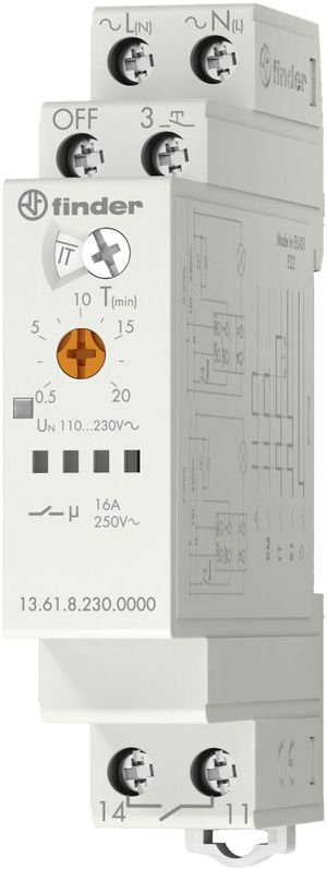 REG-Schrittschalter FINDER 13.61 Multifunktion 90…264VAC 1NO 16A