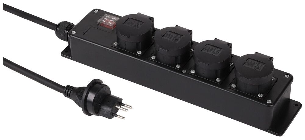 Presa multipla Schönenberger 10A I/O 4×T13 3m nero