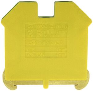 Morsetto di terra componibile Woertz Ex 1.5…4mm² vite 2×1 DIN 35mm verde/giallo