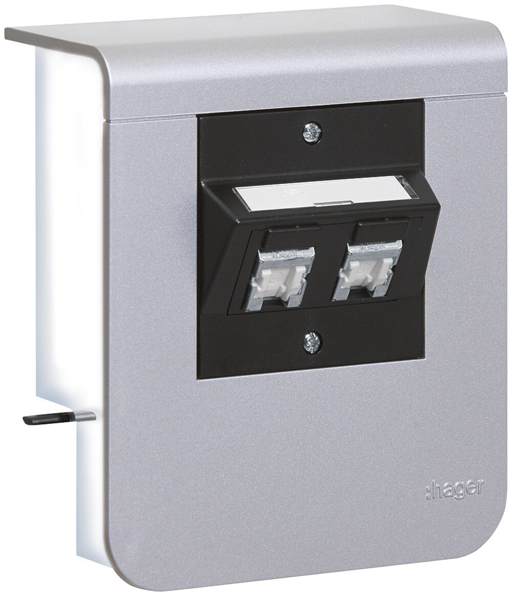 Support d'appareil Hager pour SL20055 décor aluminium, 2×cat.6