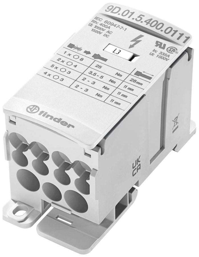 Bloc de bornes FINDER 9D.01 1 pôle 400A 1 entrée 11 sorties 2.5…185mm²