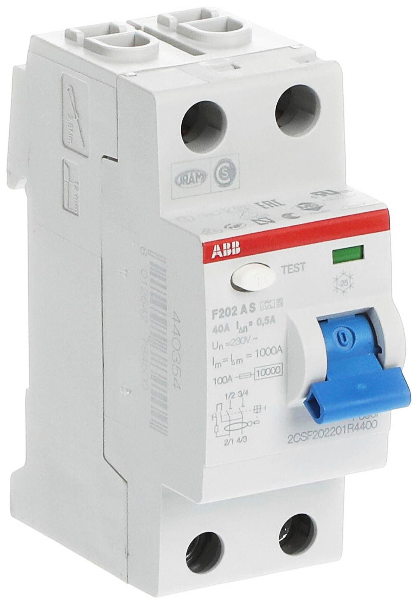 Fehlerstromschutzschalter ABB 500mA 40A 1P+N F202AS-40/0.5