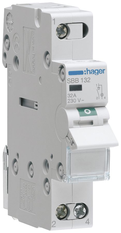 Interrupteur AMD Hager SBB 32A 230V 1 fermeur 0 ouvreur 1 inverseur