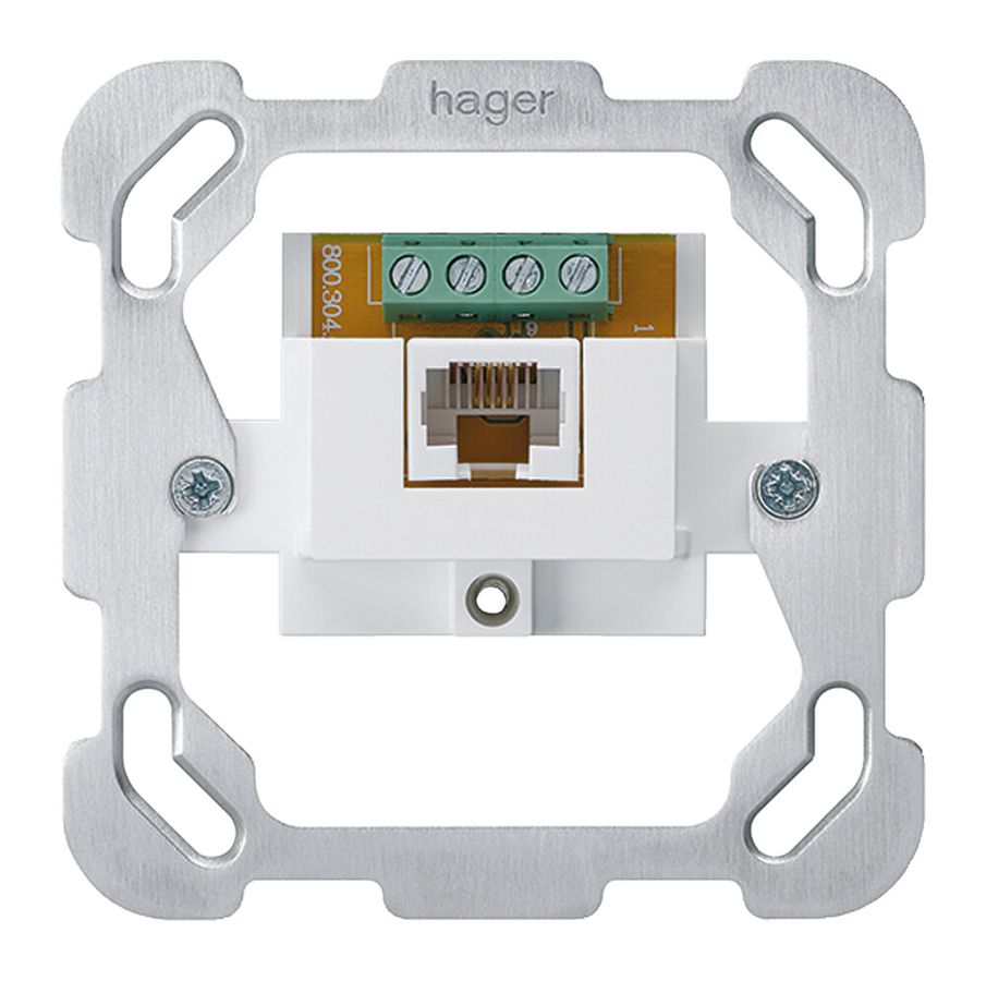 Einsatz zu Anschlussdose Hager 1×RJ45u mit Befestigungsplatte ungeschirmt