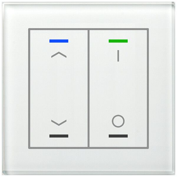 Poussoir KNX RGBW ENC MDT BE-GTL2TW.C1 2t/4a temp.verre blanc "jalousie"-"I/O"