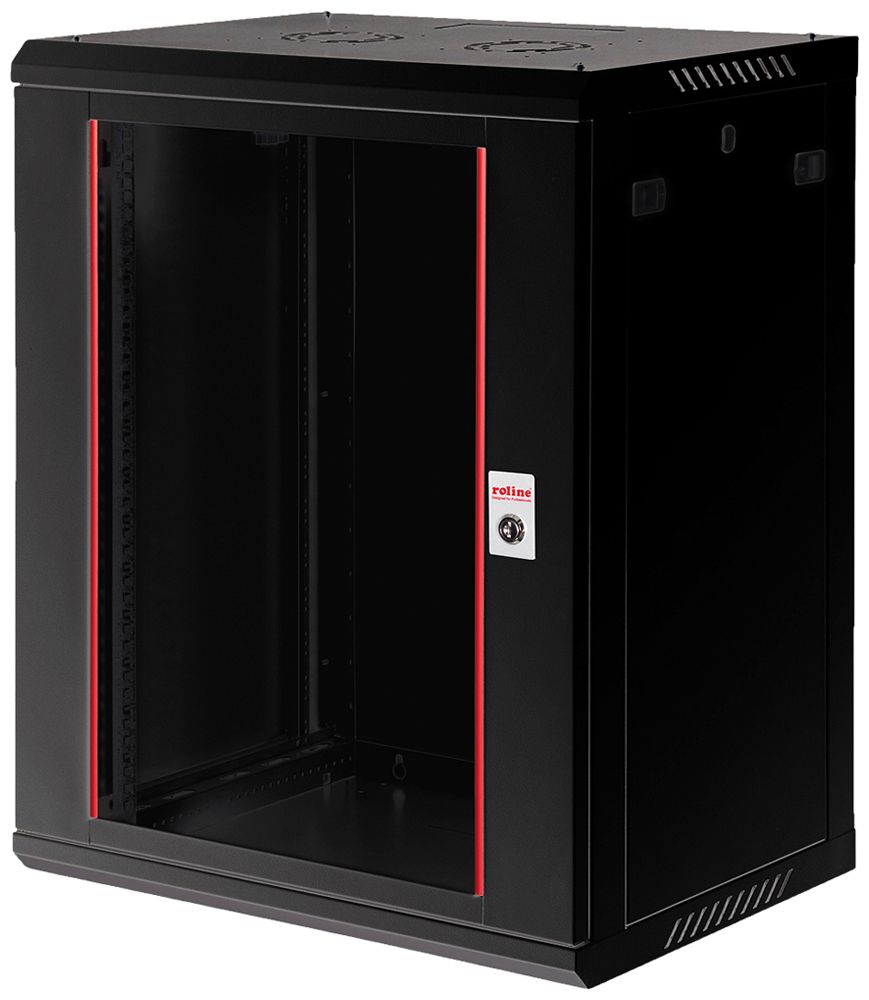 Coffret mural 19" ROLINE Basic Plus 600×912×450mm 18UH 1×porte acier noir