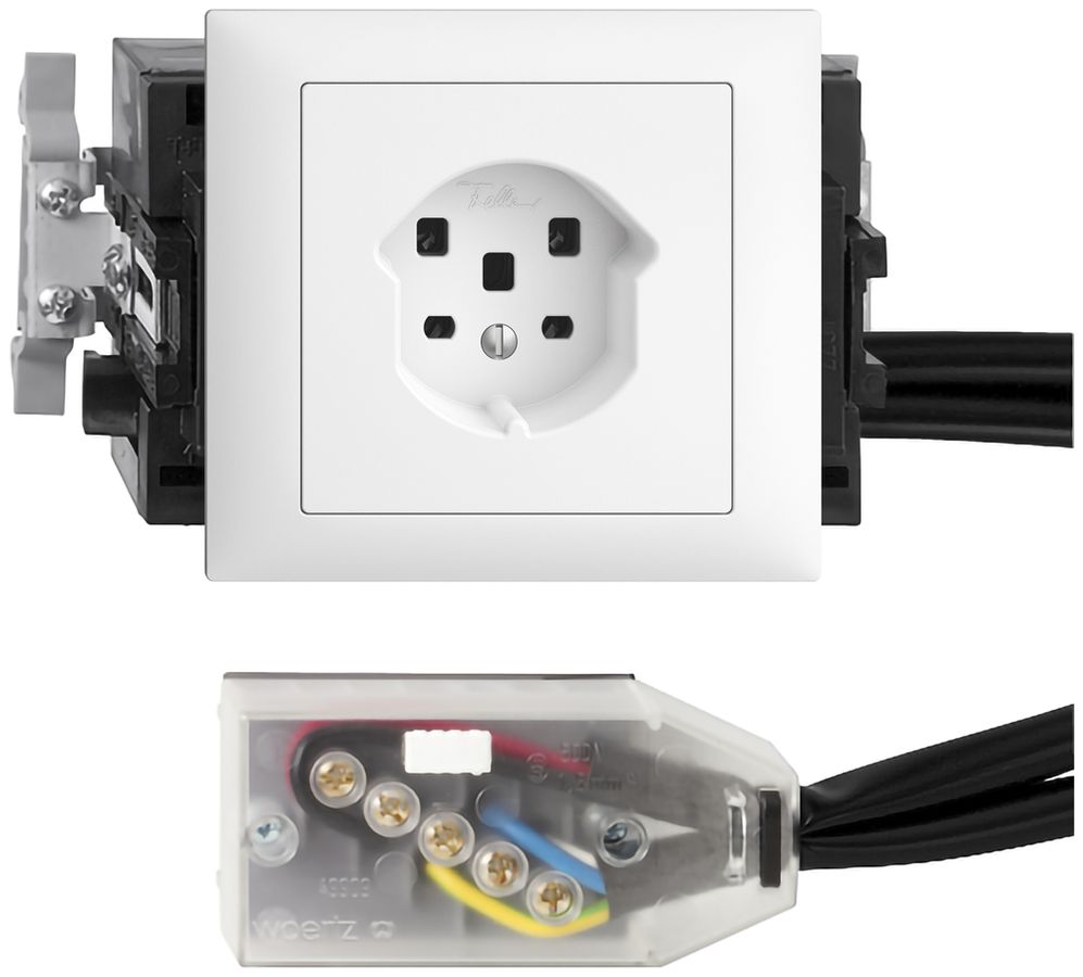 Prise INC EDIZIOdue T25 blanc 53mm Snap pour câble plat Technofil