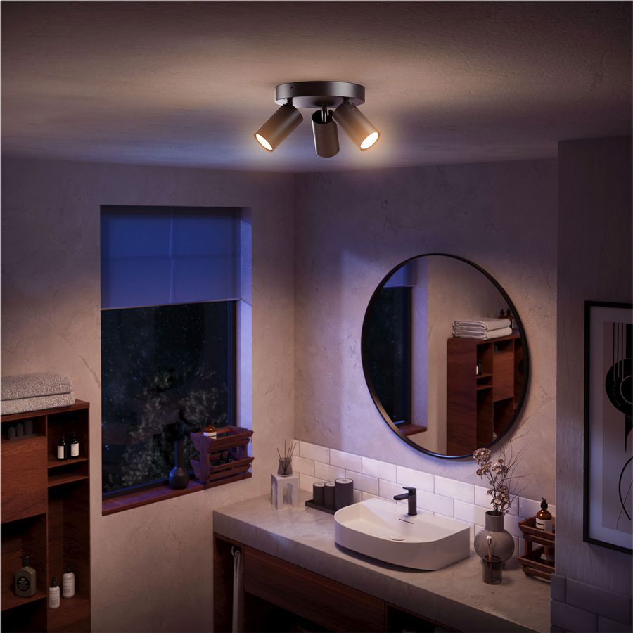 Spot Philips Idris GU10 3×5W IP44 222×196mm nero