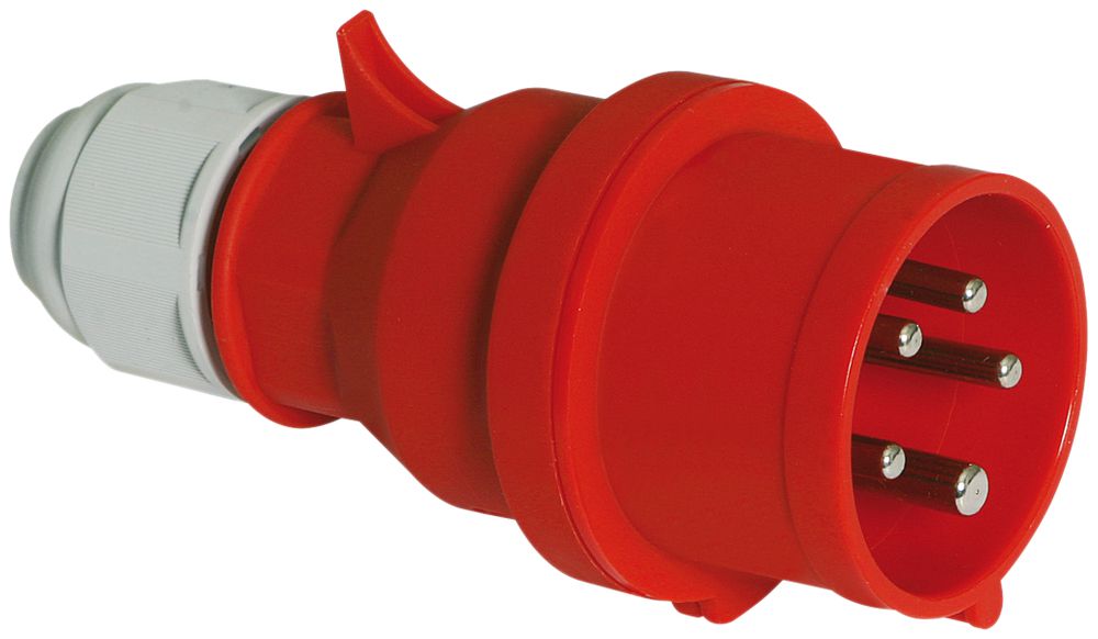 Stecker CEE Bals 5P 16A 400V 6h rot IP44 vernickelt QC.TE-Plus
