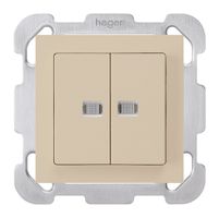 UP-Leuchtdruckschalter kallysto 1/3+3/1 mit 2 Linsen beige Befestigungsplatte