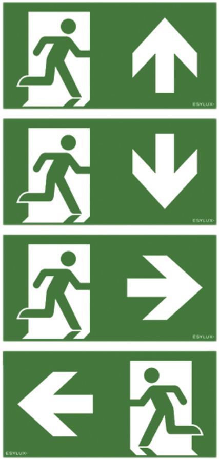 Set di pittogrammi ESYLUX SLA 30m freccia d/s/b/a 350×160mm