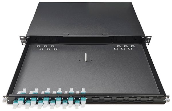 Breakoutbox 19" Dätwyler OV-SO 12×LCD/PC turchese OM3 sfalsato 1UA nero