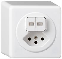 AP-Kombination beleuchtet basico 3+A-R/1L+Typ 13 weiss 2 Linsen